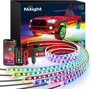 6Pcs Car Underglow Neon Accent Strip Lights 300 LEDs Multi Color RGB-IC DIY Sound Active Function Music Mode with APP Control and Remote Control Underbody Light Strips