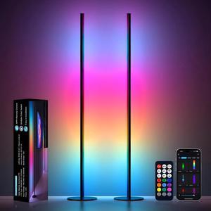 RGB IC LED Corner Lamp, 16 Million DIY Color & Warm White, Music Sync and Timing Function, Color Changing Ambient Lights for Living Room, Bedroom, Gaming One Connected Pair