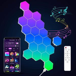 20 Pack Hexagon Light Panels - Smart RGB Hexagon LED Lights Wall Lights with APP & Remote Control Cool Music Sync Gaming Lights for Living Room, Bedroom, Gaming Room, Kids, Adults