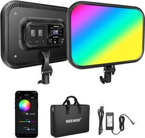 RGB LED Video Light Panel with APP Control, 360°Full Color, 1 Pack 60W Dimmable 2500K~8500K RGB LED Panel CRI/TLCI 97+ with 17 Special Scenes Effect for Game YouTube Zoom Photography