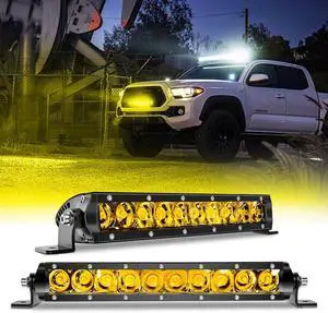 11 Inch Led Light Bar Yellow Slim Off Road Driving Lights Compatible with Trucks Pickup SUV ATV UTV Boat 4x4 Van Camper