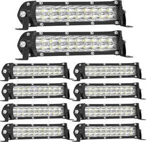 Slim 7 Inch LED Light Bars, 12V-60V Off Road Driving LED Bar Lights 60W 6000lm Combo Off Road Lights, Waterproof Small Light Pods for ATV UTV RV Lawn Mower Golf Cart Boat, 10 Pack