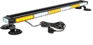 78 LED Strobe Light Bar Double Side Flashing High Intensity Emergency Warning Flash Strobe Light with Magnetic Base for Safety Construction Vehicles Tow Trucks Pickup (Amber/White)