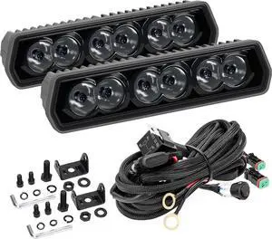 6 Inch LED Light Bar, 2PCS 120W 12,000LM Offroad Fog/Driving Lights LED Pods with DT Wiring Harness Kit, Spot Beam Backup Lights LED Work Lights Auxiliary Light on Truck ATV UTV Boat