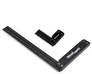 Square Tool Set for Measuring and Marking - Aluminum Steel Framing Square, T Square Ruler for Professional Carpentry and Woodworking (4 inch + 12 inch)