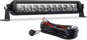 LED Light Bar 12 inch, Screwless 50W IP69K Waterproof Off-Road Combo LED Work Light with DT Wiring Harness Super Bright Truck Driving Fog Lamp Truck ATV UTV Boat