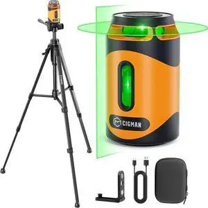 360° Laser Level with Tripod, Green Self Leveling Cross Line Laser, 100Ft Laser Tool with Rechargeable Battery Pulse Mode for Construction and Picture Hanging, L-Bracket & Carry Pouch Included