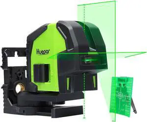 Laser Level with 2 Plumb Dots- Huepar 8211G Professional Green Laser Beam Fan Angle of 130° Selectable Vertical & Horizontal Lines, Multi-Use Self-Leveling Alignment Laser Level