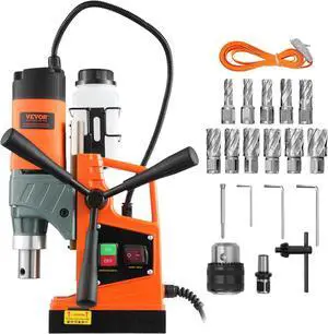 Mag Drill Press, 1300W 1.57" Boring Diameter, 2922lbf Power Portable Magnetic Drill, 810 PRM, 11Pcs Drill Bits Electric Drilling Machine for Metal Surface, Industrial and Home Improvement