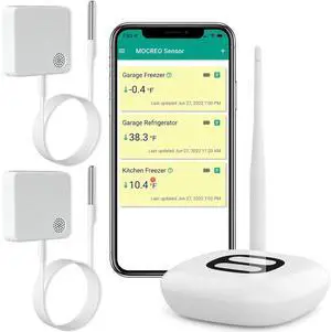 WiFi Thermometer Freezer Alarm, Email Alert, App Notification, Data Record Export, No Subscription Fee, Remote Wireless Temperature Sensor for Refrigerator, Freezer, Hot Tub (2 Pack)
