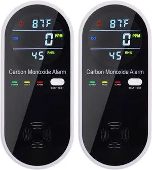 3-in-1 Carbon Monoxide Detectors Plug in Wall, Portable Carbon Monoxide Detector for Travel, CO Gas Meter Temperature Humidity Sensor Built-in with LCD Display Voice Light Warning