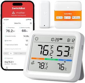 WiFi Indoor Outdoor Thermometer Meter Pro Pack with Outdoor Meter and Hub Mini (Matter Enabled), Wireless Humidity Sensor with App Control, Thermometer for Basement, Kitchen, and Greenhouse