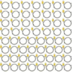 60 Pieces 3 Meters K Type Mini-Connector Thermocouple Temperature Probe Sensor K Type Thermocouple Wire Temperature Sensing Line Measure Range -50 to 400 Celsius, Compatible with TM902C/ TES1310