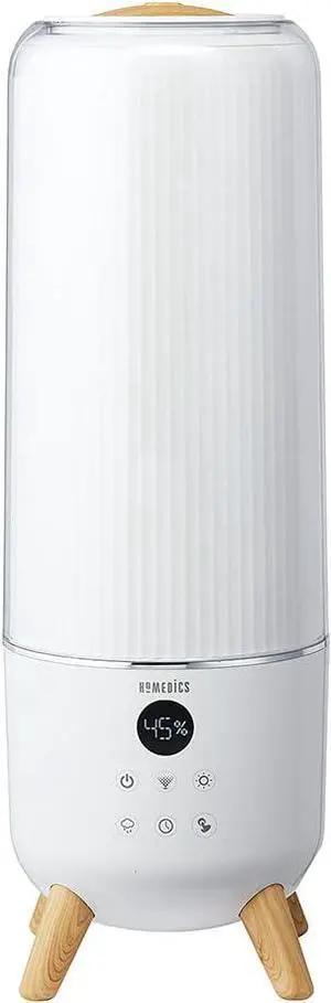 Ultrasonic Humidifier - Large Deluxe Air Humidifiers for Bedroom, Plants, Office - Top-Fill 1.47-Gallon Tank, Cool Mist, Essential Oil Pads and Built-In Timer, 3 Speed Settings, White