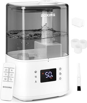 Warm and Cool Mist Humidifiers for Bedroom Large Room Home, Air Humidifier with Remote, Top Fill Ultrasonic Diffuser Humidifier with humidistat,Quiet Sleep Bedside Nightstand,Timer,Filter,4.5L