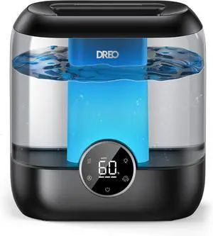 Humidifiers for Bedroom, 6L Top Fill Quiet Supersized Cool Mist Humidifier for Large Room, 60 Hour Runtime, Ultrasonic Humidifiers for Home, Baby, Plant, Indoor, Night Light, Black