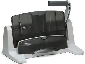 3 Hole Punch, 40 Sheet Capacity Three Hole Puncher 3 Ring, Adjustable 2-7 Hole Paper Punch, LightTouch Low Effort, Black & Silver (74357)