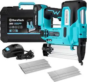 20V Cordless Brad Nailer, 18 Gauge, 2-in-1 Nail/Staple Gun for Upholstery, Carpentry, Including 2.0Ah Rechargeable Battery, 1H Quick Charger, 1000 Staples, 1000 Nails and Carrying Case