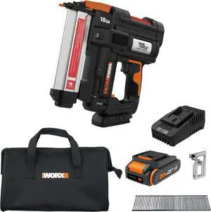 20V 18GA Cordless Brad Nailer, Cordless Nail Gun, Nail Gun Battery Powered, Up to 2 Inch, Tool-Free Jam Release, Trimming & Molding, Baseboard WX842L PowerShare  Battery, Charger Included