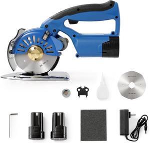 Fabric Cutter, 5-Speed Cordless Electric Rotary Fabric Cutting Machine, 1.1" Cutting Thickness, Octagonal Knife, with Replacement Blade and Battery Charger, for Multi-Layer Cloth Fabric Leather