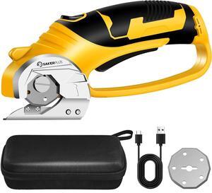 Cordless Electric Scissors,4V Rechargeable Cardboard Box Cutter Heavy Duty Fabric Scissor with Safety Lock & LED Light,Power Rotary Cutter for Leather Carpet Plastic Cutting,Sewing,Crafting