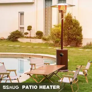 48,000 BTU Propane Heater Outdoor Patio Heaters with Wheels, Patio Heater Deck Porch for Outdoor Use Camping Backyard Commercial,Double-Layer Stainless Steel Burner, 87" H