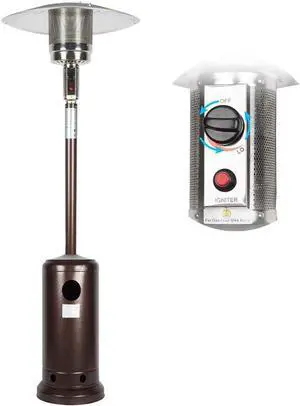 Outdoor Mushroom Heater Patio Propane 48,000 BTU for Outdoor Heating Deck Heater with Umbrella Dome and Wheeled Floor-standing Rust Free for Patio Porch and Backyards