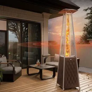Pyramid Patio Heater, 48,000 BTU Outdoor Patio Heater, Quartz Glass Tube Propane Heater for Commercial & Residential, Triple Protection System, With Wheels, 2024 Upgrade, Bronze