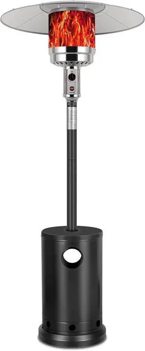 50,000 BTU Propane Patio Heater with Table Design, Stainless Steel Burner, Triple Protection System, Wheels, Outdoor Heaters for Patio, Garden, Commercial and Residentia, Black
