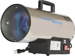 King 60,000 BTU Portable Propane Forced Air Heater Outdoor Great for Jobsite, Construction, Garage, Patio, Stainless Steel
