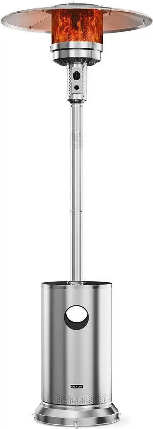 48,000 BTU Patio Heater for Outdoor Use With Round Table Design, Double-Layer Stainless Steel Burner and Wheels, Outdoor Patio Heater for Home and Commercial, Stainless Steel