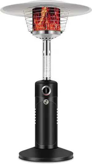 13,000 BTU Propane Patio Heater, Mini Tabletop Outdoor Heater with Triple Protection System, Double-Layer Stainless Steel Burner, Outside Heaters for Garden, Patio and Residential, Black