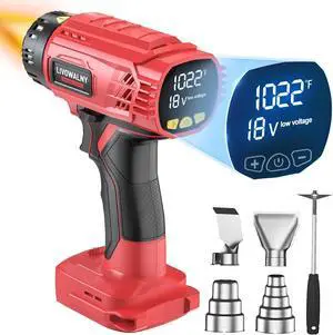 Heat Gun for Milwaukee 18V Battery: 350W Cordless Battery Powered Heat Gun 122~1022 (50~550) - 18V Variable Temperature Control Heat Shrink Gun w/LED Digital Display for Shrink Tubing, Vinyl Wrap