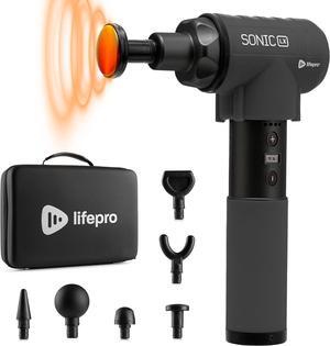 Sonic LX Professional Massage Gun - Percussion Massager with Heat, 9 Speeds and 10 Attachments for Neck, Back, and Deep Tissue Muscle Massage for Athletes
