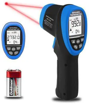 High Temp Thermometer Gun, AP-2732 Laser Thermometer Gun -58~2732(-50 ~ 1500), 30:1 Industrial Laser Thermometer Gun with Backlit, Non-Contact Thermometer for Pizza ovens, Kiln, Forge