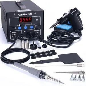 948 Upgraded 2 in 1 ESD Safe 80W Desoldering Station and 60W Soldering Iron- Desoldering Gun and Soldering Station °F /°C