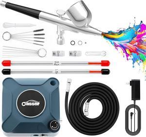 Airbrush Kit with Air Compressor, Dual Action 40 PSI 10.5 L/min Airbrush Set Gun, Air Brush for Nails, Makeup, Model, DIY Blue