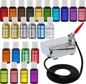 Complete Cake Decorating Airbrush Kit with a Full Selection of 24 Vivid Airbrush Food Colors - Decorate Cakes, Cupcakes, Cookies & Desserts