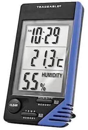 AO-90080-06 Traceable Thermometer with Clock, Humidity Monitor, and Calibration