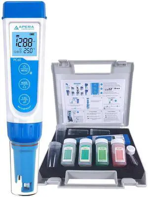 INSTRUMENTS AI316 Premium Series PC60 5-in-1 Waterproof pH/EC (Conductivity) /TDS (ppm) /Salinity (ppt) /Temp. Multi-Parameter Pocket Tester Kit