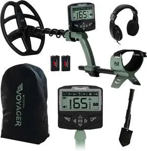 X-TERRA VOYAGER All-Terrain Pinpointing Adult Metal Detector with Waterproof Coil, 4 Detect Modes, Clear Target ID, Backlit Display (Complete Kit with Headphones, Backpack, Collapsible Digger)