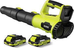 21V Electric Cordless Leaf Blower, 2 X 2.0Ah Batteries and Charger Included, Lightweight Leaf Blower for Patio Cleaning, Lawn Care, Blowing Leaves and Dust, etc.