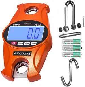 Digital Hanging Scale 660 LB 300 KG Cast Aluminum Case - Professional Heavy Duty Waterproof Fish Scale - Portable Durable Crane Scale for Luggage Weight Suitcase Hunting Farm Bow Fishing Scale