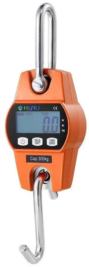 Digital Hanging Scale High Precision Sensor 300 kg / 600 lb OCS-L Heavy Duty Industrial Crane Scales Smart Hoist Orange for Home Indoor Farm Factory Hunting Outdoor