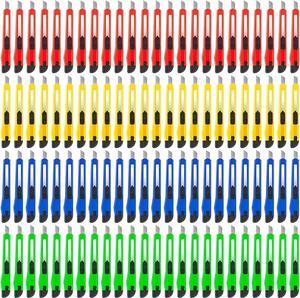 96-Pack Box Cutters  Premium Utility Knives for Home, Office, Warehouse  Retractable Razor Blades for Cardboard, Boxes, and Cartons (4 Vibrant Colors)