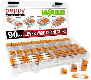 221 Lever Nuts 90pc Compact Splicing Wire Connector Assortment with Case. Includes (25x) 221-2401, (25x) 221-412, (25x) 221-413, (15x) 221-415