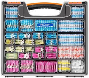 1200PCS Heat Shrink Wire Connectors, Multipurpose Waterproof Electrical Wire Terminals kit, Insulated Crimp Ring Fork Spade Terminal Solder Butt Splice Connectors for Marine Boat Truck