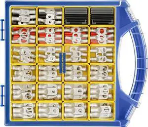 220PCS Tinned Copper Wire Lugs Kit,110PCS AWG 8 6 4 2 1 Heavy Duty Battery Cable Lug Ends Ring Terminal Connectors,Electrical Eyelets with 110PCS 3:1 Heat Shrink Tubing