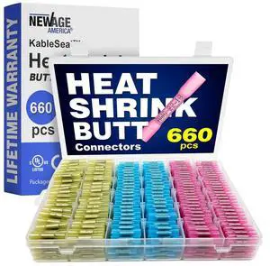 660pcs Heat Shrink Butt Connectors Kit KableSeal | AWG 22-10 | Marine Grade Waterproof IP67 | Electrical Crimp Wire Connectors Kit | Heat Shrink Wire Connectors | Tinned Copper | UL