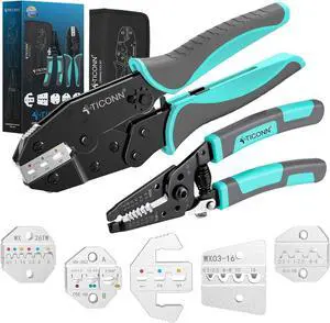 Crimping Tool for Heat Shrink Connectors - Ratcheting Wire Crimper - Crimping Pliers - Ratchet Terminal Crimper - Wire Crimp Tool (Combo Kit)